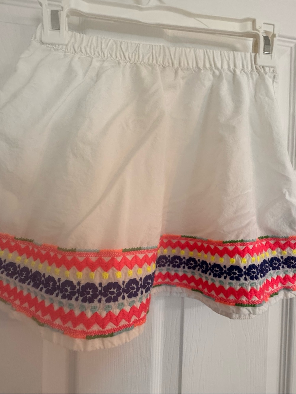 Crewcuts Kids White Embroidered Skirt with Neon Trim